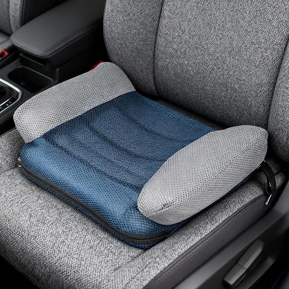 Children's Booster Seat Car, Inflatable Child Car Booster Seat - Quick Mouth Inflation, Portable Mesh Design for Travel - Blue, 14.57x19.29inch, Inflatable Child, Garden Decor