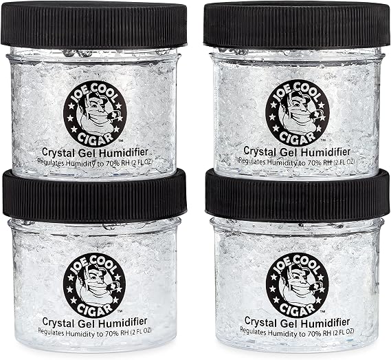 Joe Cool Cigar Crystal Gel Humidifier for Cigar Humidors (2 oz Jars) - 4 Pack