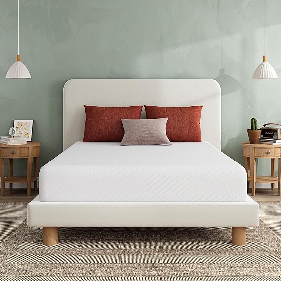 MLILY EGO White 10 inch Twin XL Memory Foam Mattress, Gel Green Tea Mattress Bed in a Box, CertiPUR-US Certified, 38"80", Medium Firm