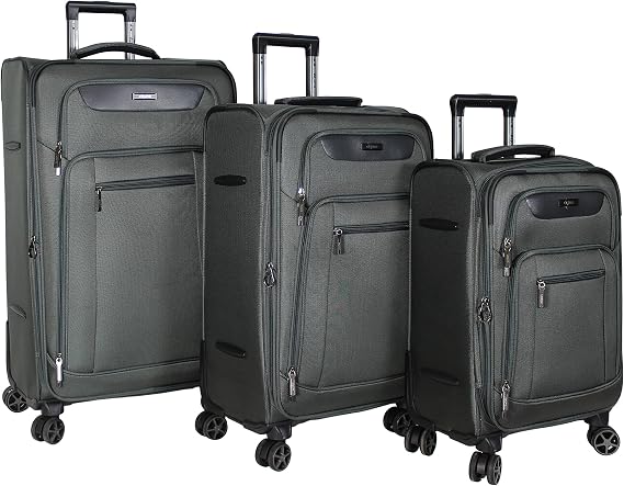 Dejuno Executive New Generation 3-Piece Spinner Luggage Set with USB Port, (2006DJ-GREY)