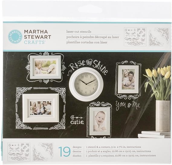 Martha Stewart Crafts Chalkboard Stencils Sheets (9 by 7.5-Inch), 33547 Calligraphic Corners (Set of 2)