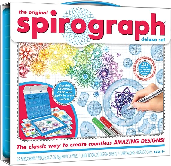 Spirograph Deluxe Set Spiral Art Drawing Kit The Classic Way to Make Countless Amazing Designs For Kids Ages 8+