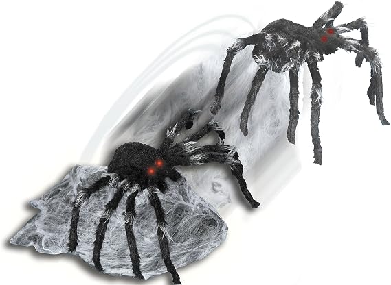 Spirit Halloween 21 In LED Black Jumping Spider Animatronic, Multicolor