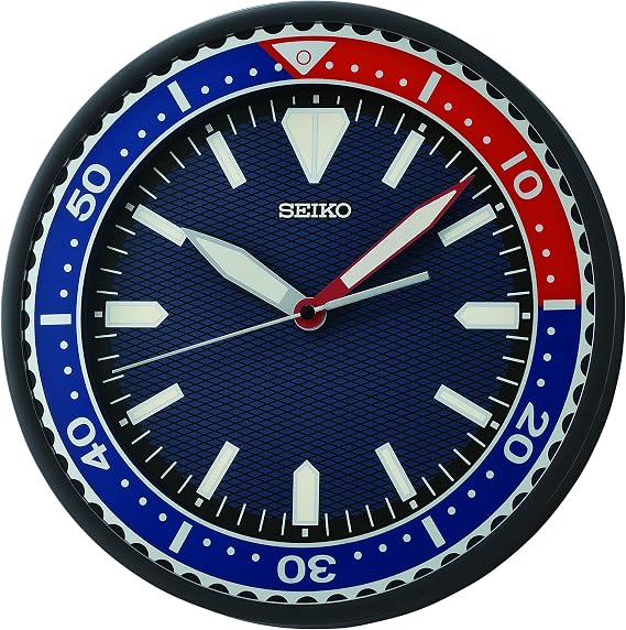 SEIKO 12 Inch Heritage Design Watch Dial Wall Clock, Classic Blue
