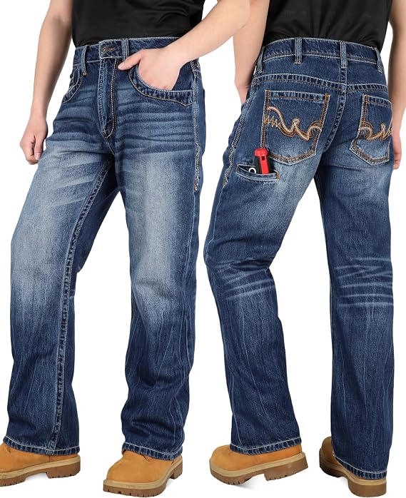 BOCOMAL Non FR - Men's Work Jeans Relaxed Fit Boot Cut 12.5oz EX-Soft Denim