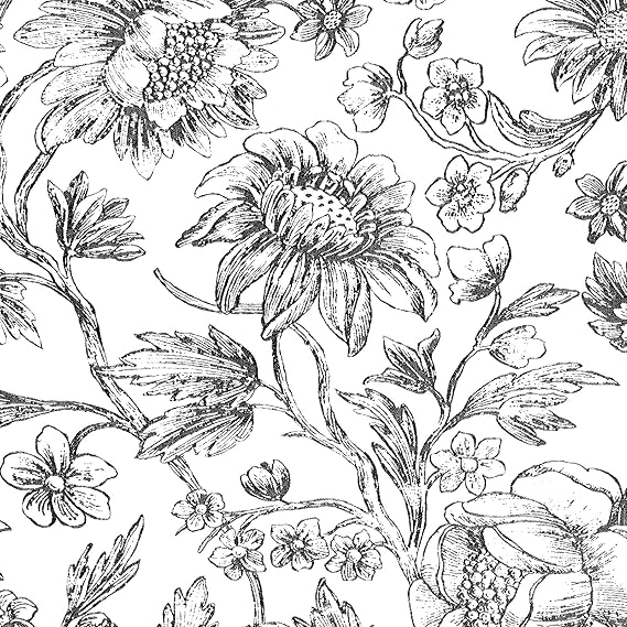 Cohoo Home Black White Floral Wallpaper Peel and Stick Sunflower 17.378.7