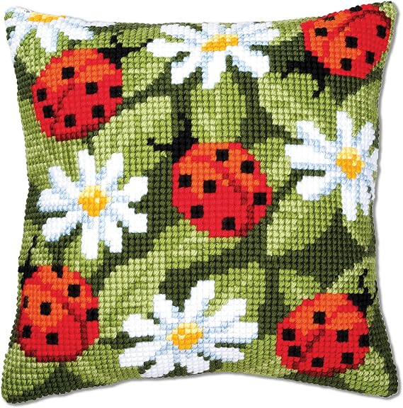 Vervaco Cross Stitch Cushion Kit Ladybirds 16" x 16"