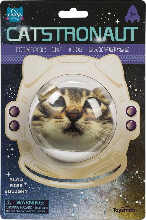 Toysmith Catstronaut Slow-Rise Squishy Ball - Small Outer Space Stress Ball, Cat Astronaut Squishy Toy, Space and Animal Stress Relief Balls
