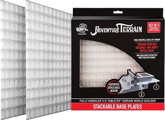 Monster Adventure Terrain 2 Pack Stackable Base Plates Compatible with DND | Fully Modular 3D Tabletop World Builder for Dungeons & Dragons, Pathfinder, Miniatures, Battle Maps and Most RPG Games