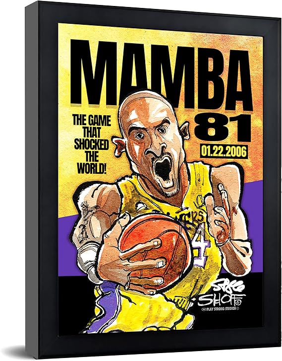 Play Strong Kobe Bryant MAMBA 81 Superstar Tribute 9x12 Inch Framed Fine Art Watercolor Print