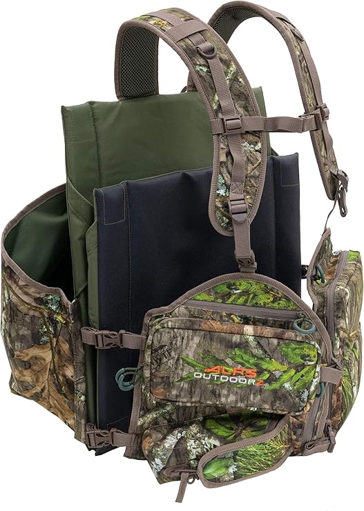 ALPS OutdoorZ Impact Camo Turkey Vest with Removable Flip Down Seat, Game Bag and Plenty of Pockets for Calls and Strikers