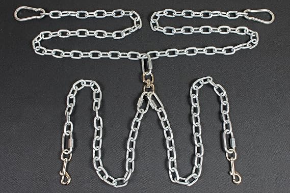 Bushwhacker - Chew Proof Truck Bed Two Dog Tether Chain SUV UTV Pet Leash Harness Vehicle Restraint Barrier Cable Dual Tie Down Out