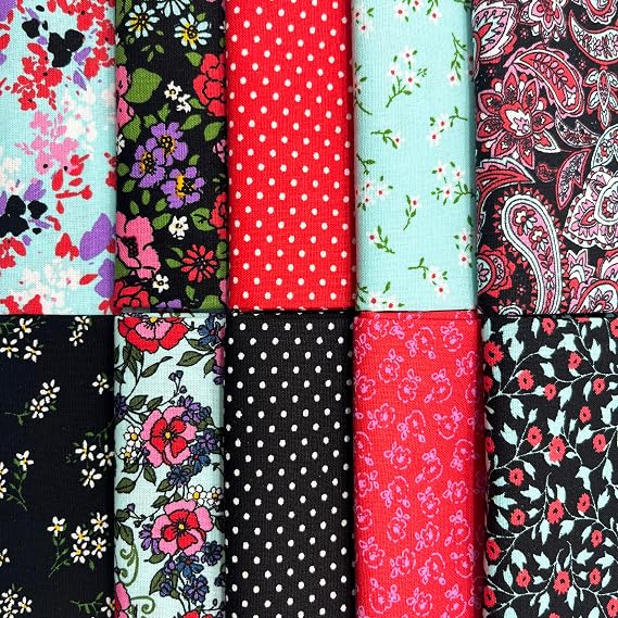 10Pcs Floral Cotton Fat Quarters Fabric 18" x 21" for Sewing & Quilting Bundles and DIY Craft Patchwork (Multy 2)