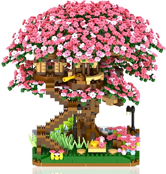 Bibilock Cherry Bonsai Tree Building Sets for Girls,Micro Mini Building Blocks of Cherry Blossom Bonsai Tree kit,2008pcs Mini Bricks Sakura Tree House, Good Gift for You